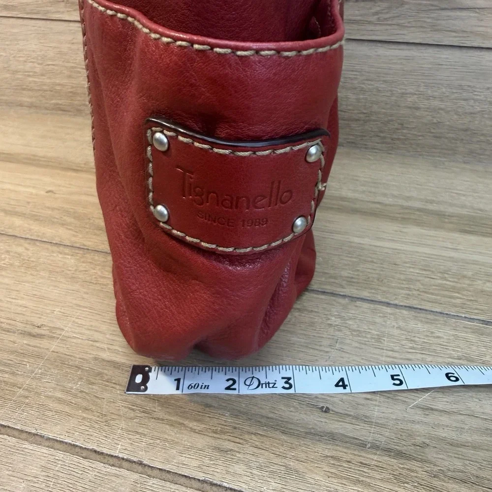 Vintage Tignanello Red Leather Bucket Bag Slouchy Hobo Shoulder Purse Large